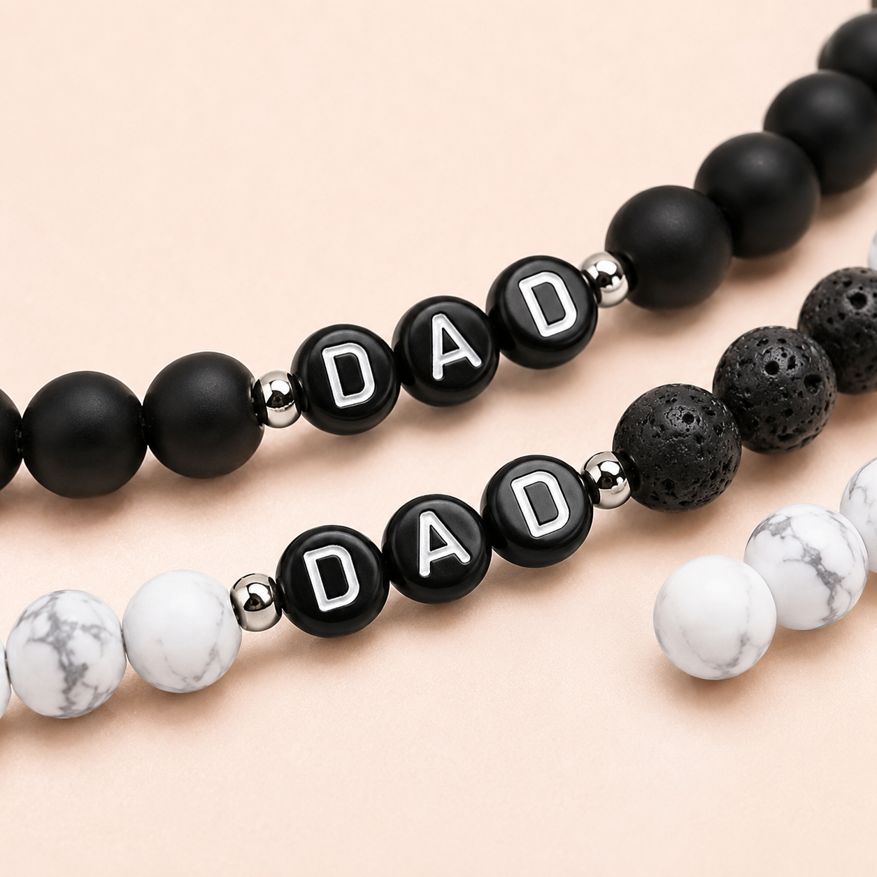 Dad Beaded Bracelet – Natural Stone Stretch Bracelet for Men