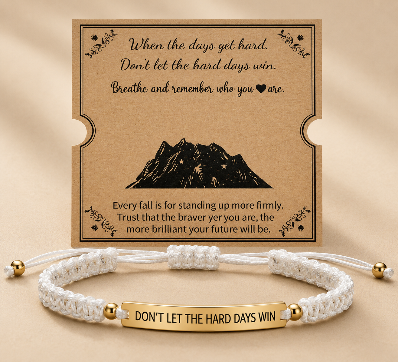 Inspirational Stainless Steel Plaque Braided Rope Bracelet