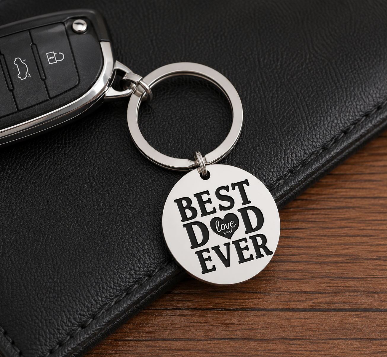Best Dad Ever Keychain – Polished Stainless Steel Key Ring