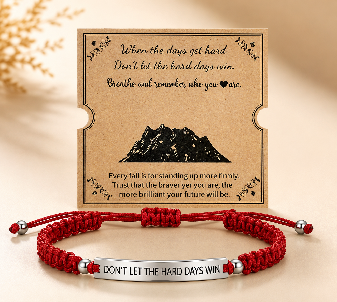 Inspirational Stainless Steel Plaque Braided Rope Bracelet