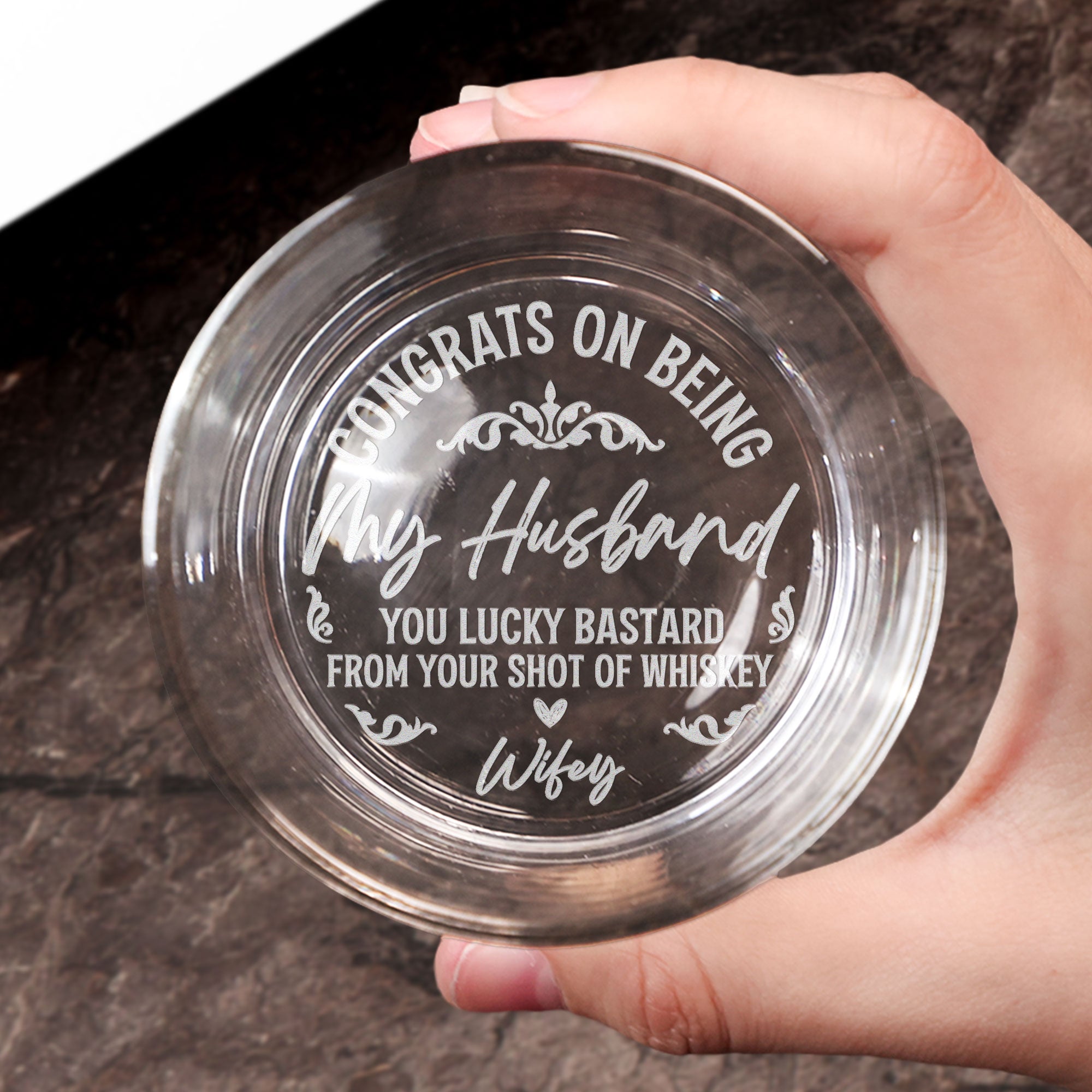 Personalized Engraved Whiskey Glass- Congrats On Being My Husband