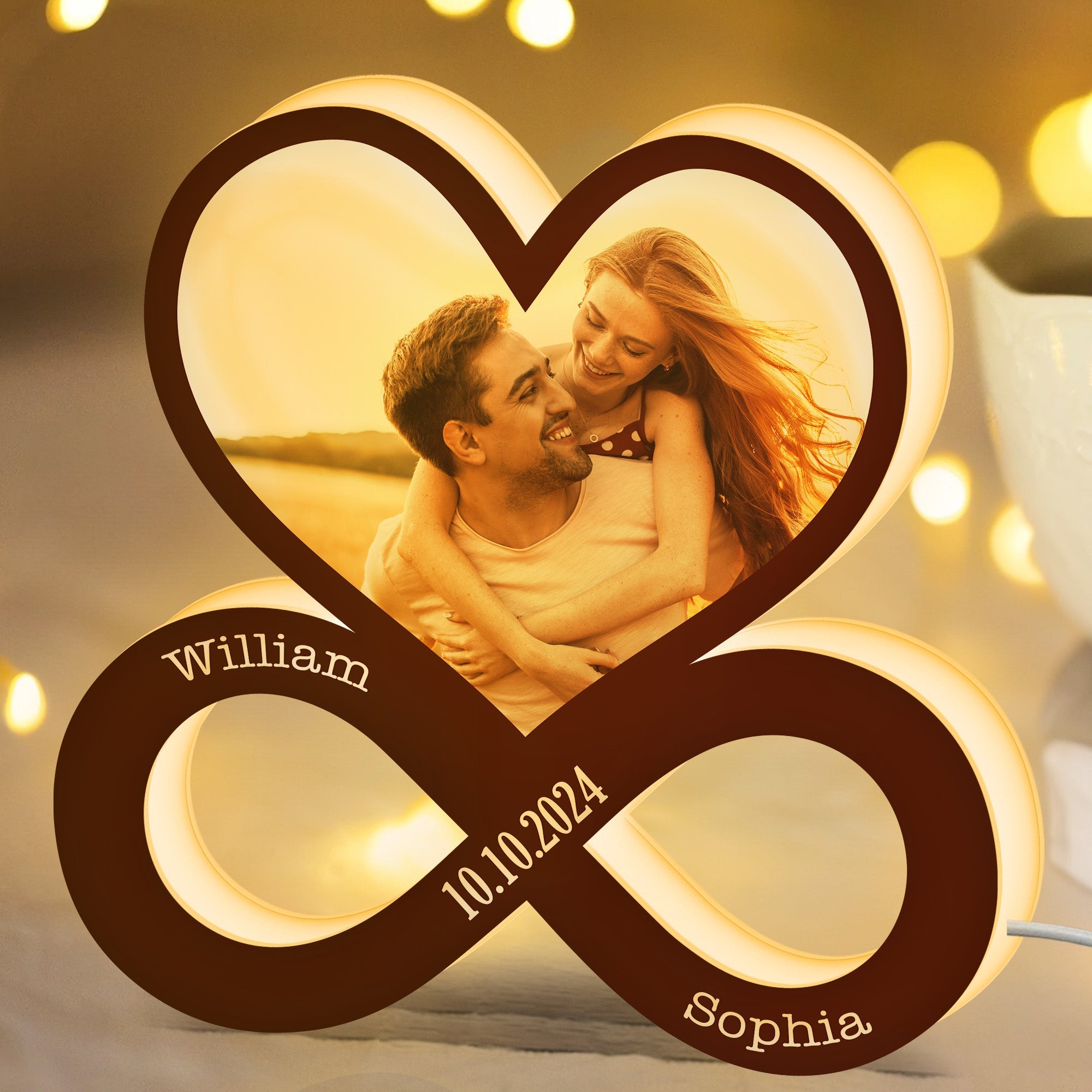 Personalized Photo Light Box - Couple Heart Infinity