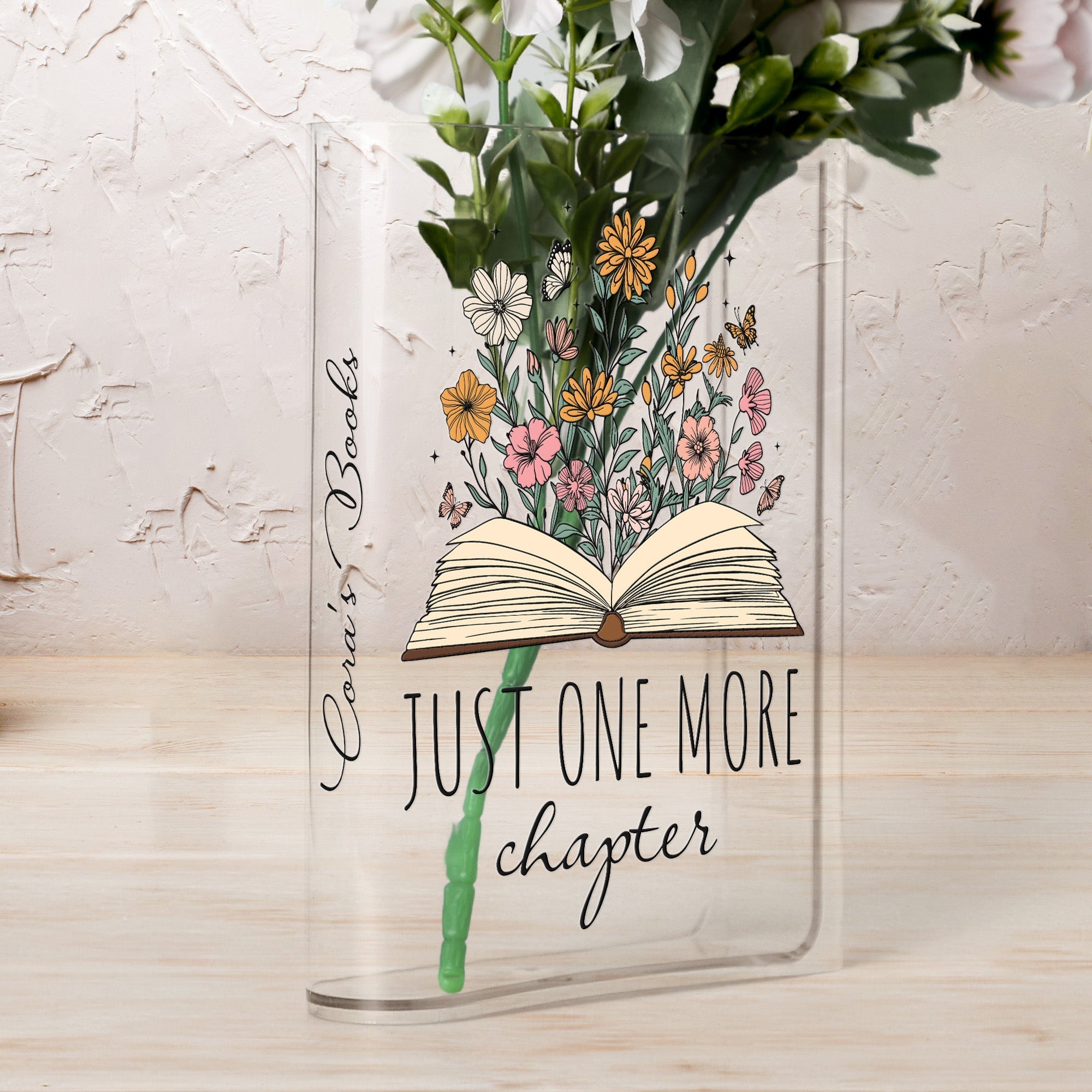 Personalized Acrylic Book Vase - Just One More Chapter