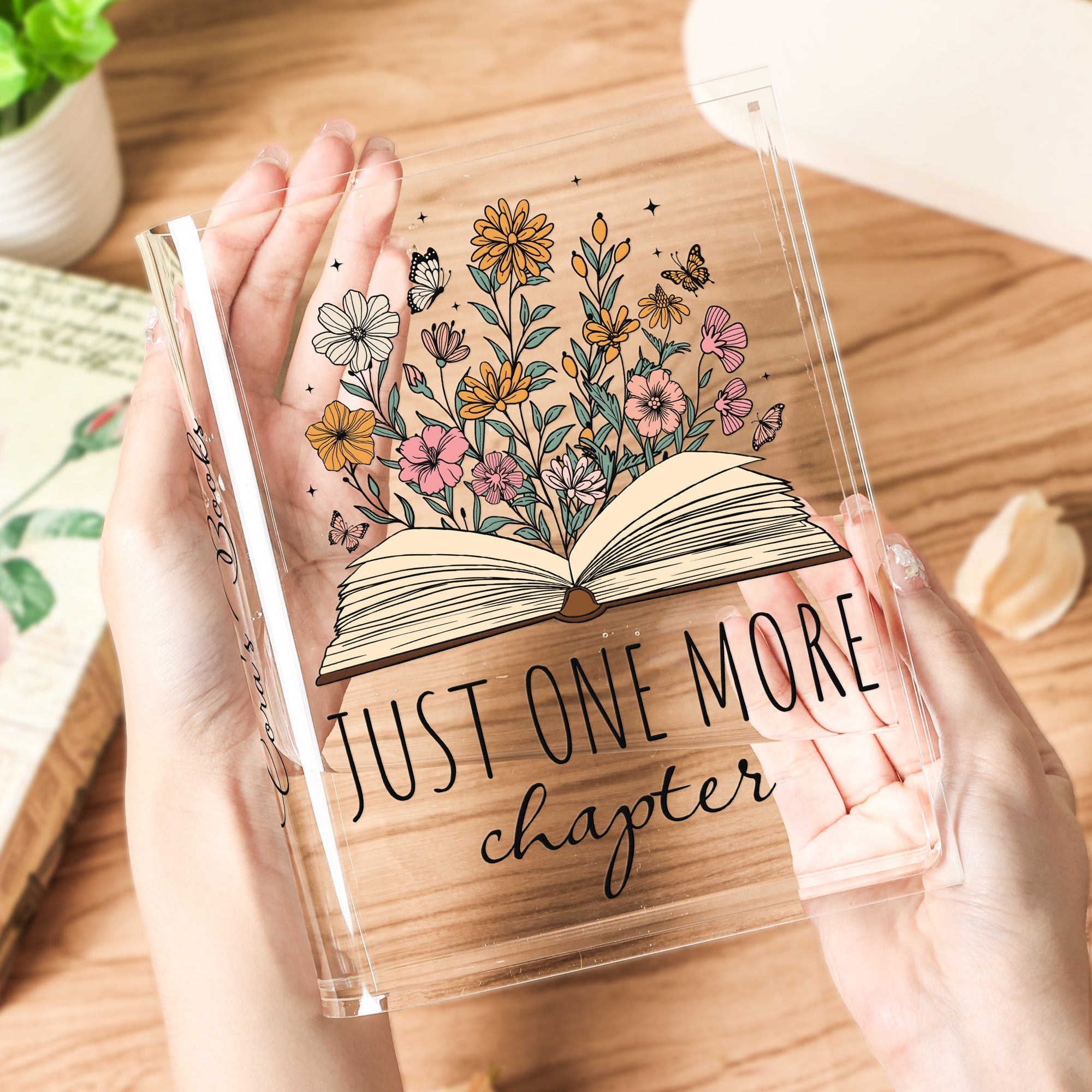 Personalized Acrylic Book Vase - Just One More Chapter