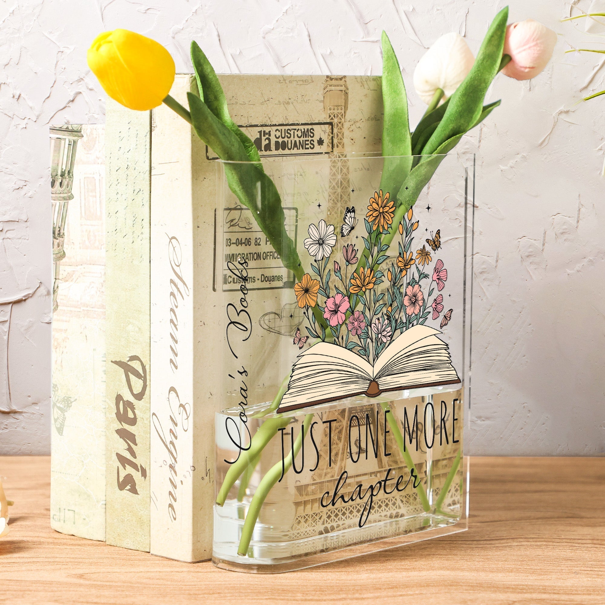 Personalized Acrylic Book Vase - Just One More Chapter