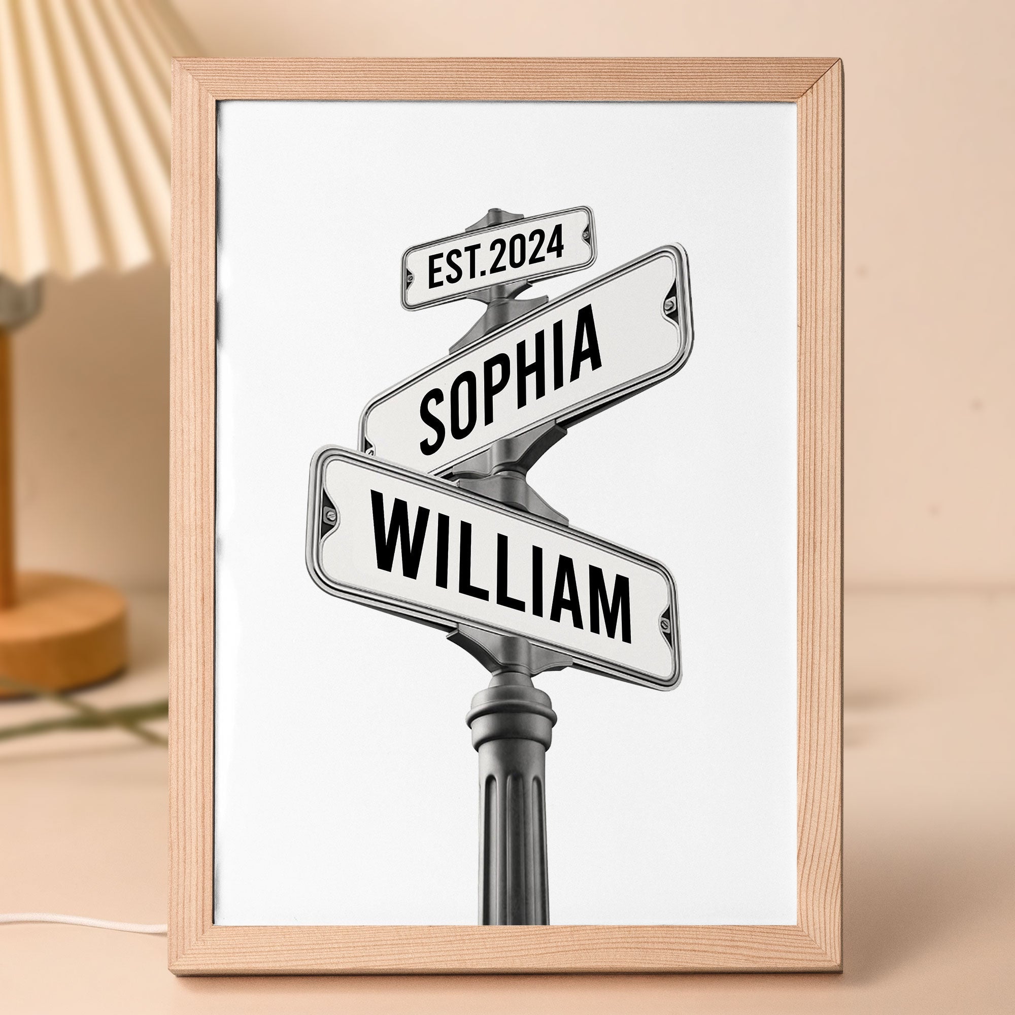 Personalized Couple Street Sign -  Light Up Picture Frame