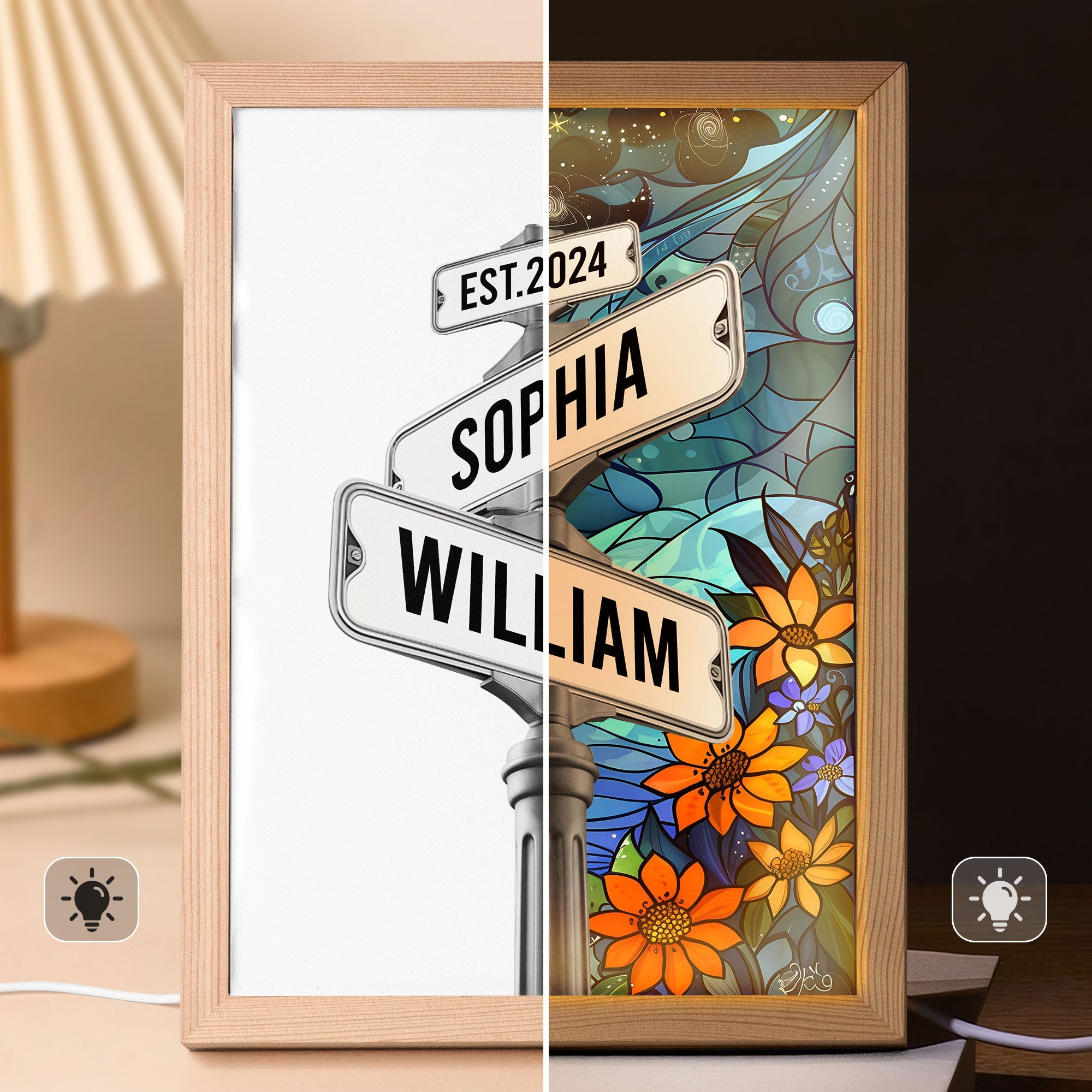 Personalized Couple Street Sign -  Light Up Picture Frame