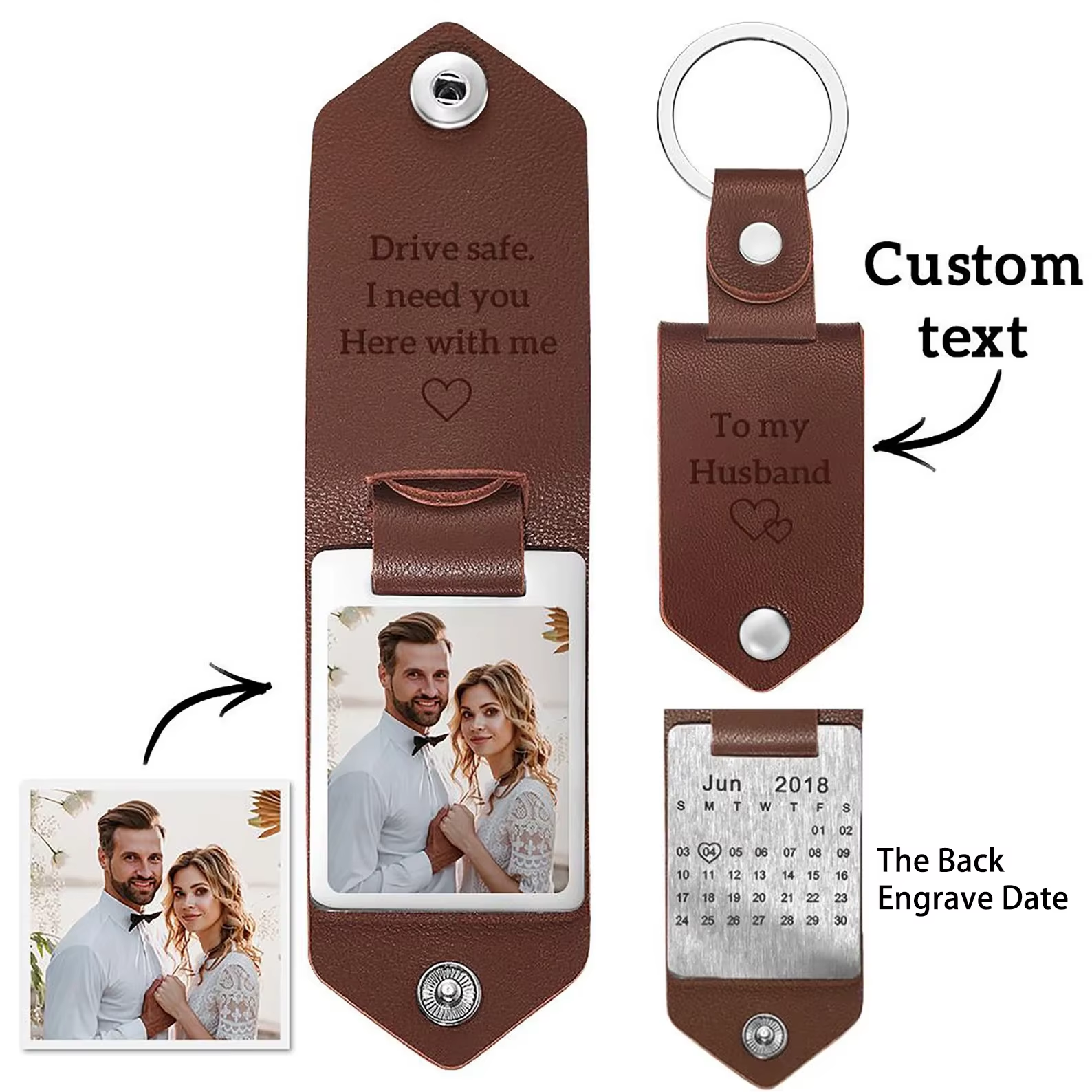 Engraved Leather Keychain – Stylish & Durable Key Holder