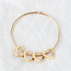 Bangle Bracelet with Custom Heart Pendants in 18K Gold Plating