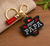 Father's Day Super PAPA Keychain With Orange Tassel Mustache Crown