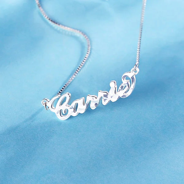 Personalized Carrie Hammered Name Necklace Pure Silver