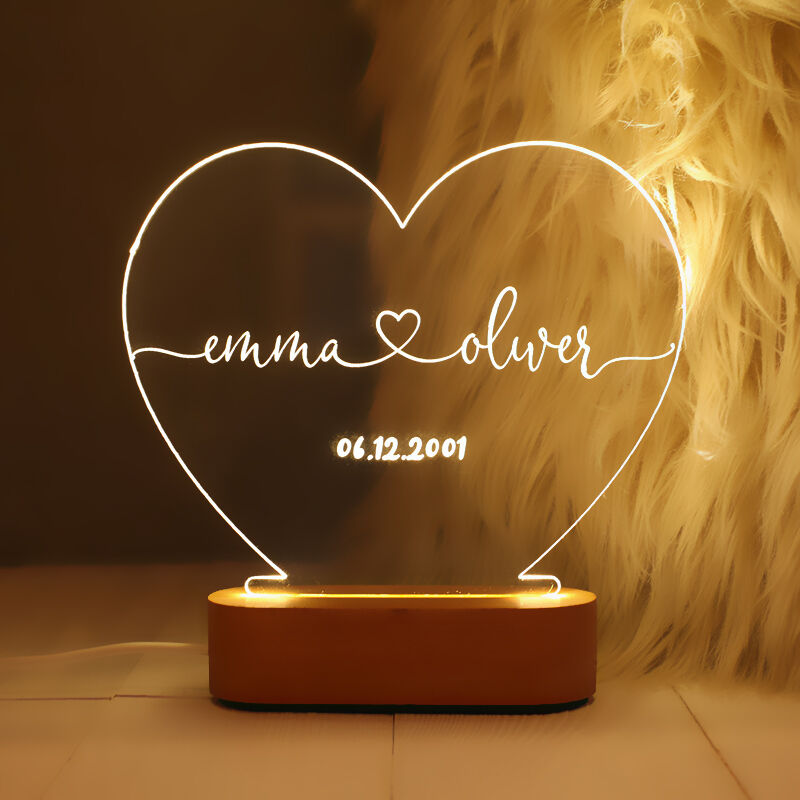 Personalized Heart Shaped Design Night Light