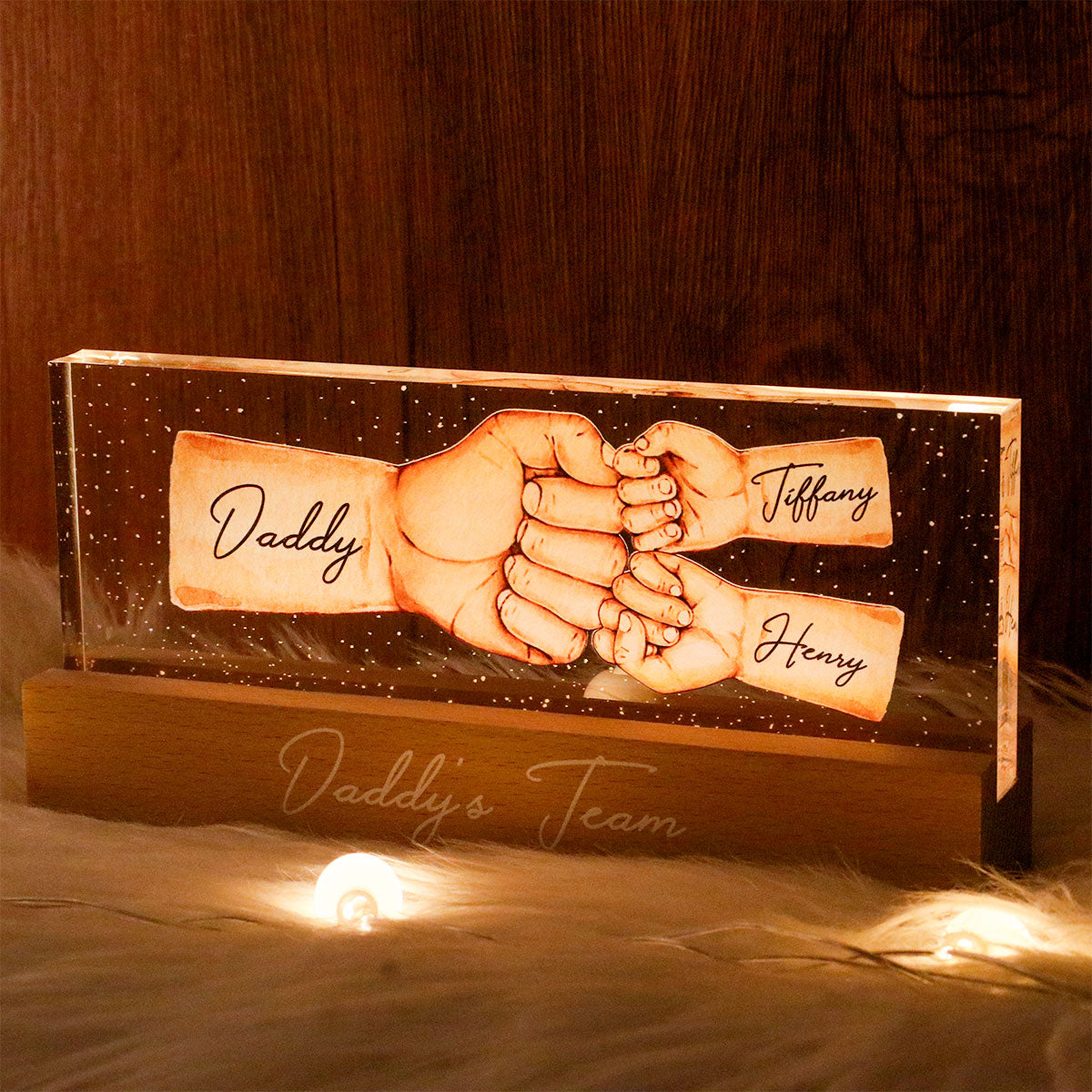 Personalized LED Night Light, Daddy's Team Fist Bump