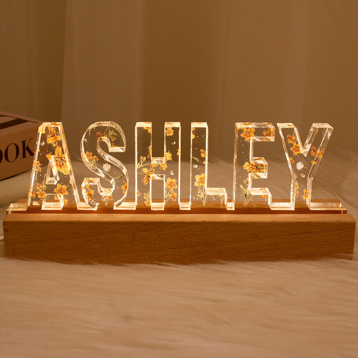 Personalized Custom Name LED Night Light - Birth Month Flower