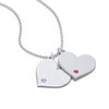 Personalized Engravable Hanging 2 Hearts Necklace with Birthstones