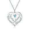 Personalized Heart Necklace with 4 Names & Birthstones