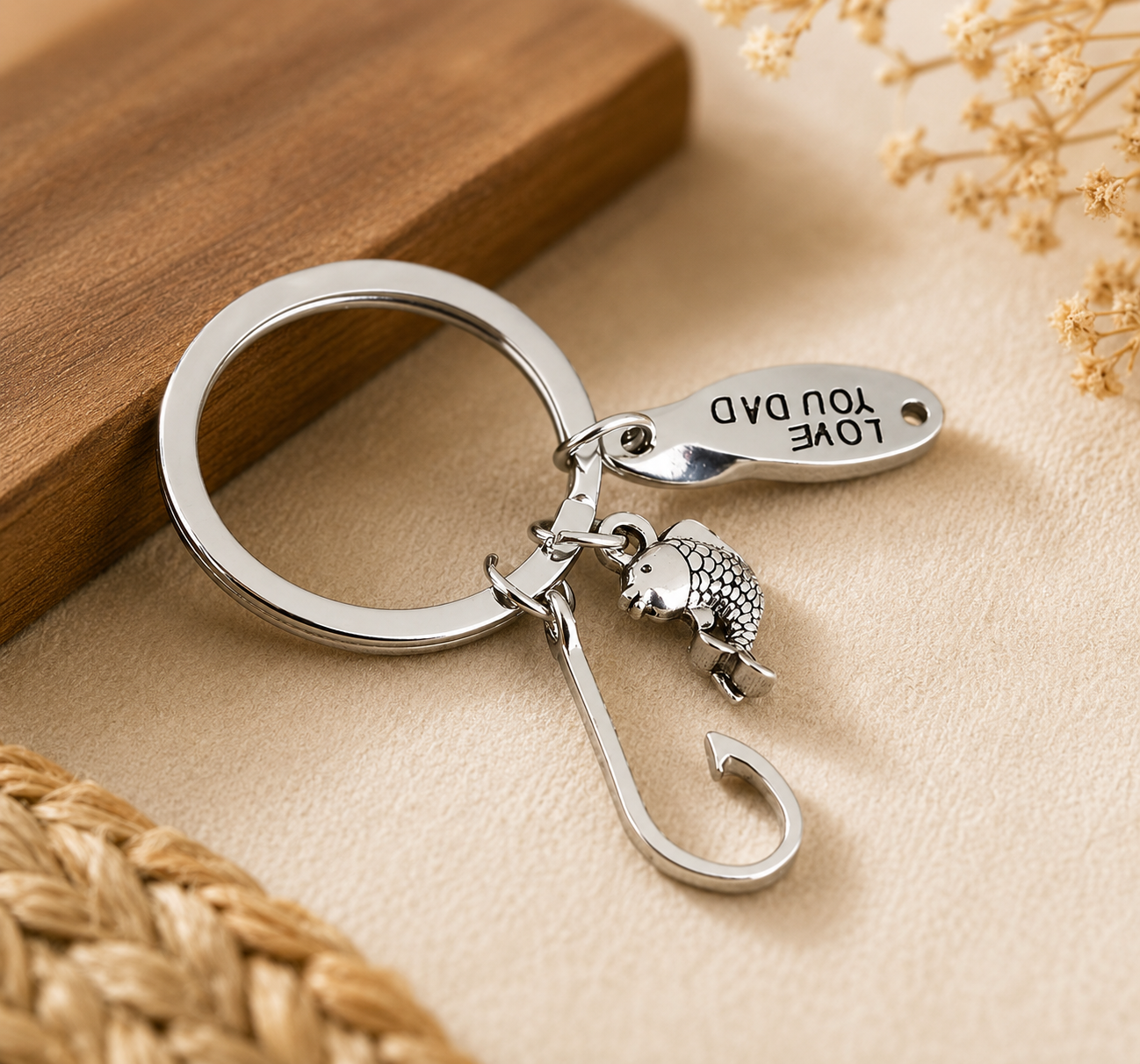 Love You Dad Keychain – Fishing-Themed Keepsake