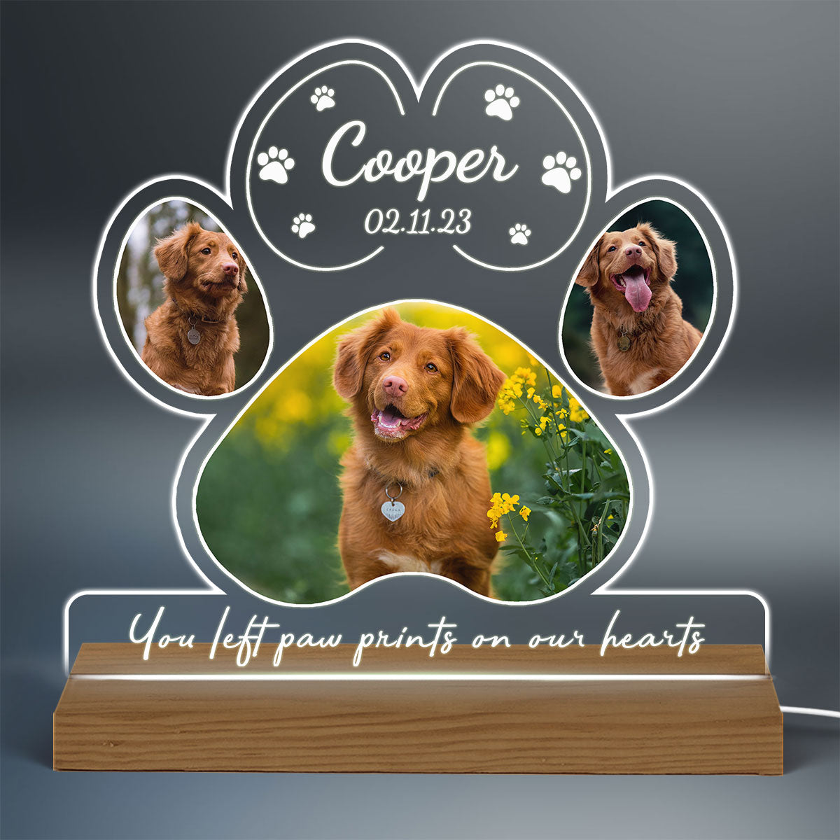 Personalized Shape Warm LED Light - Dog Cat Pet Loss