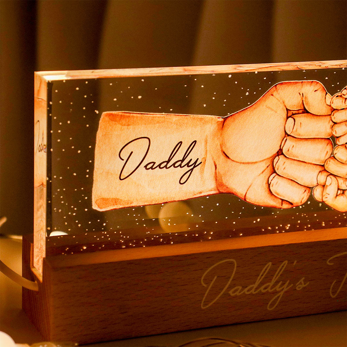 Personalized LED Night Light, Daddy's Team Fist Bump