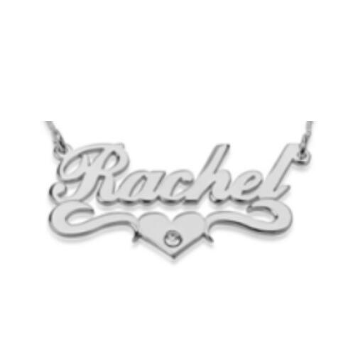 Nameplate Necklace with Birthstone