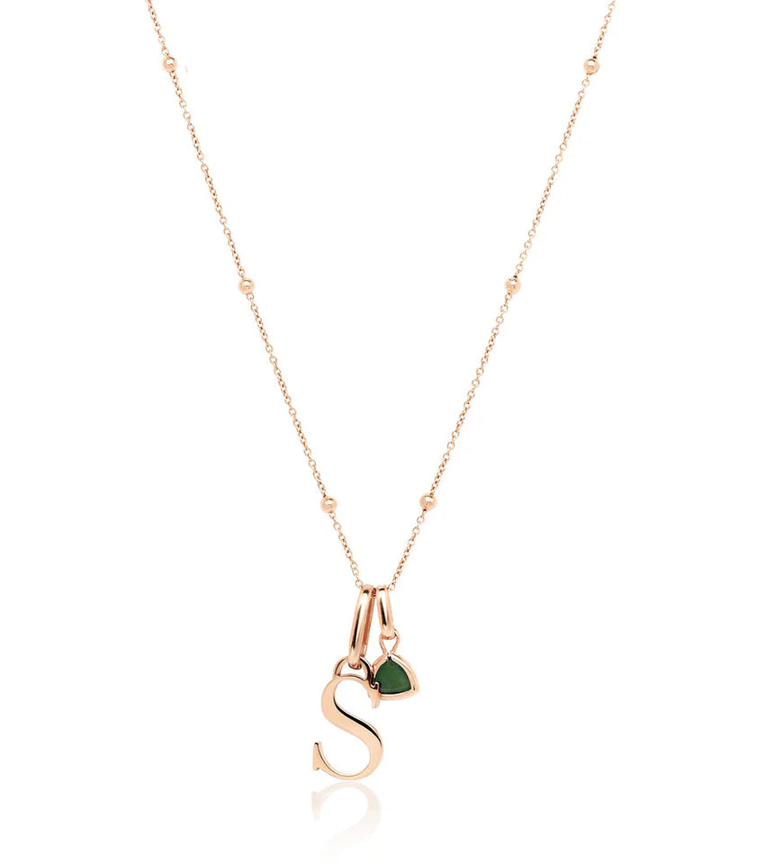 Personalised Initial & Droplet Birthstone Necklace