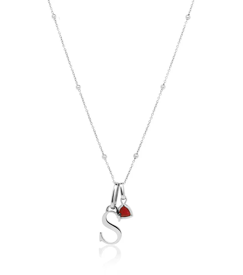 Personalised Initial & Droplet Birthstone Necklace