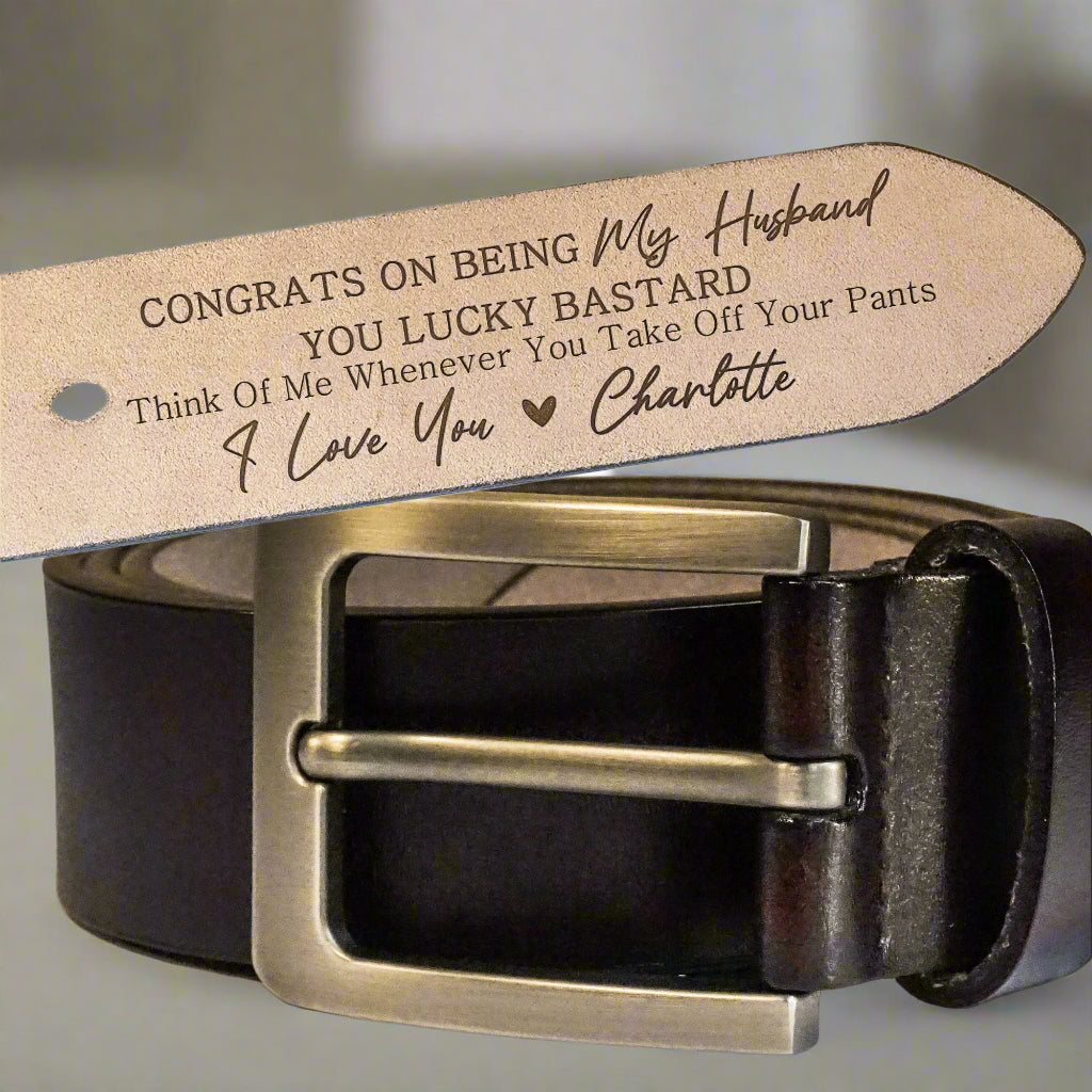 Personalized Engraved Leather Belt – Husband Gift