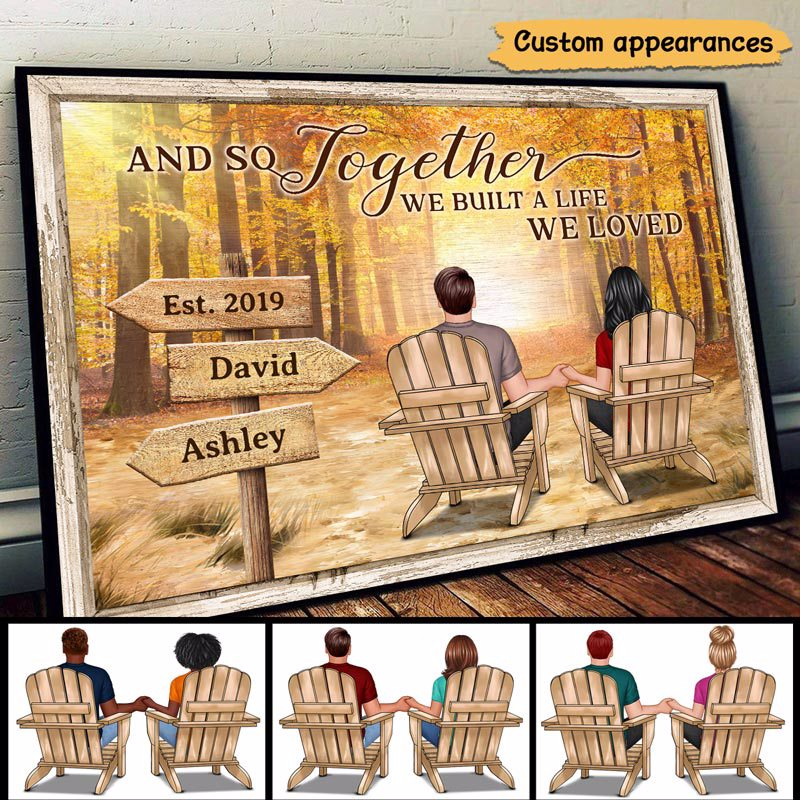 Personalized Unframed Poster - Fall Season Couple Back View