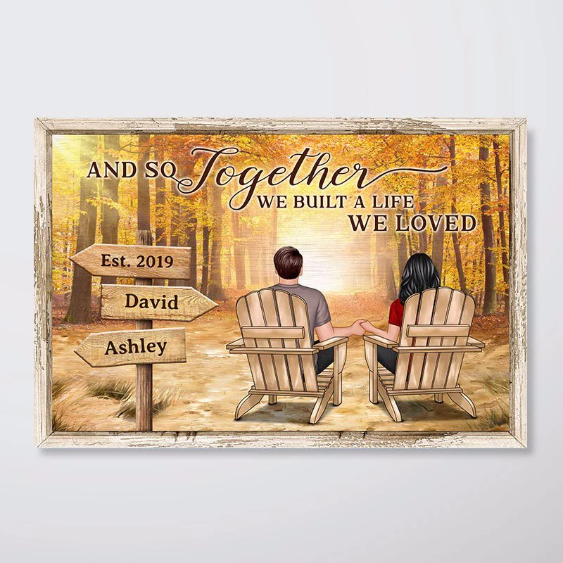 Personalized Unframed Poster - Fall Season Couple Back View