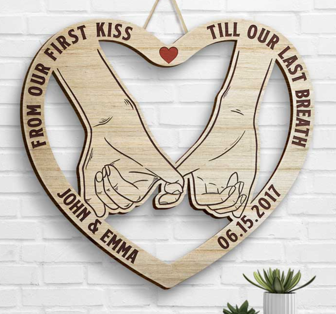 Personalized Shaped Wood Sign - Pinky Promise, LGBTQ+ Couples