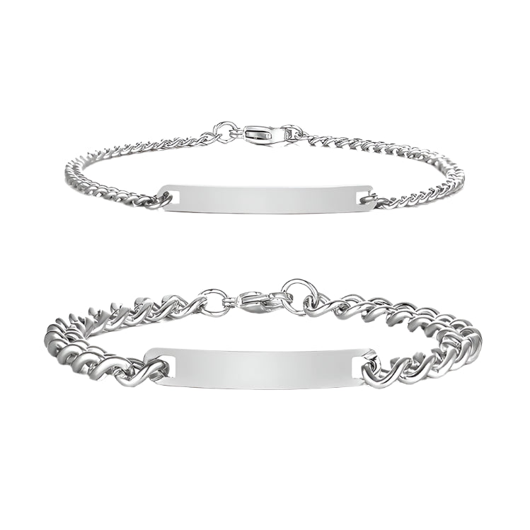 Silver engraved bracelet set