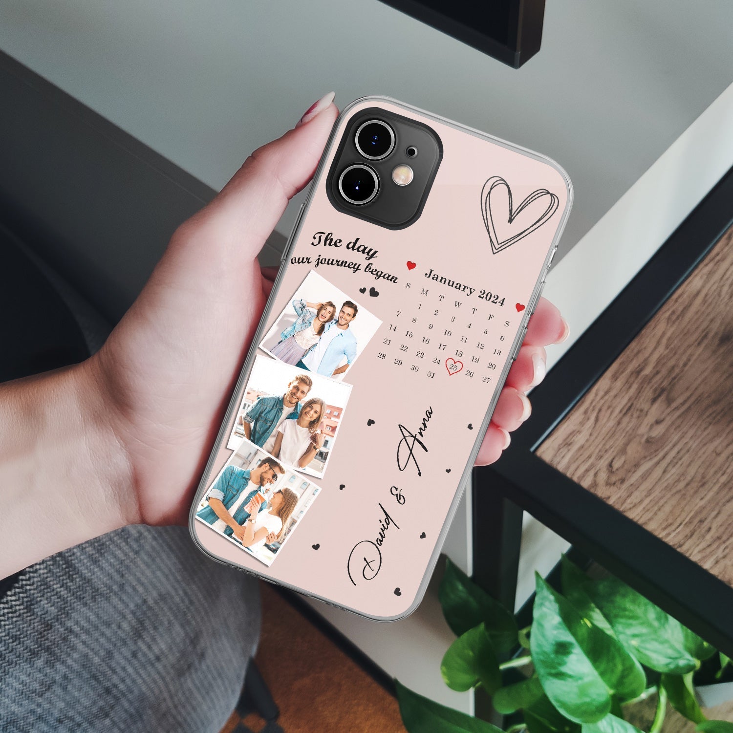 Personalized Phone Case Custom Photo Calendar - The Day Our Journey Began