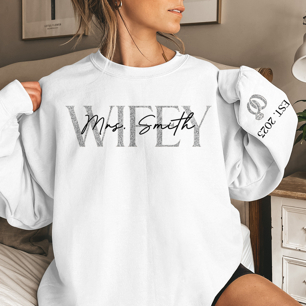 Custom Unisex Couple Sweatshirt - The Love Of My Life My Wifey