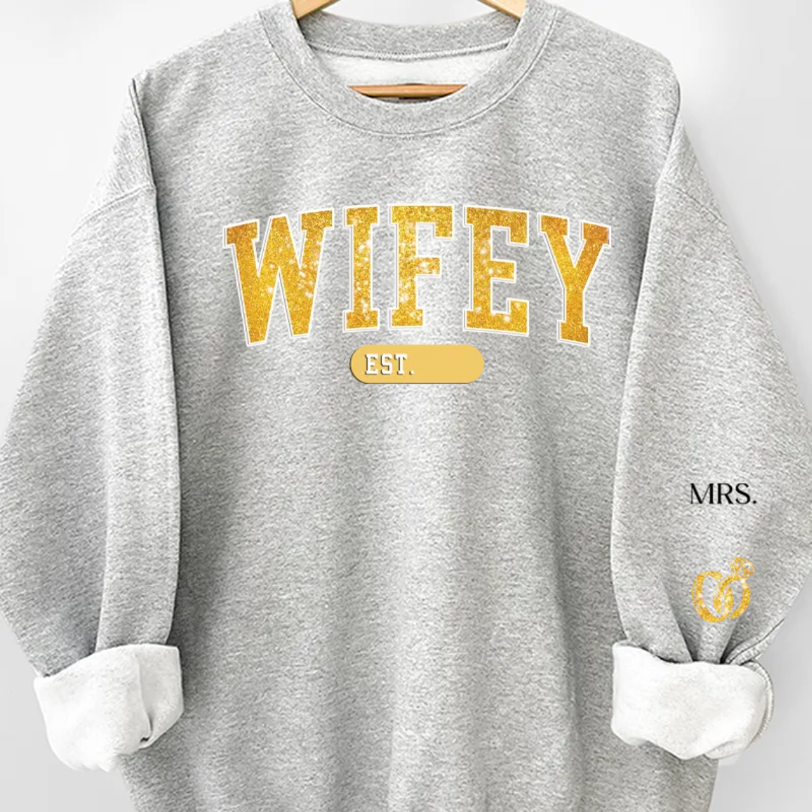 Personalized Sweatshirt With Design On Sleeve - Gift For Husband Wife, Anniversary