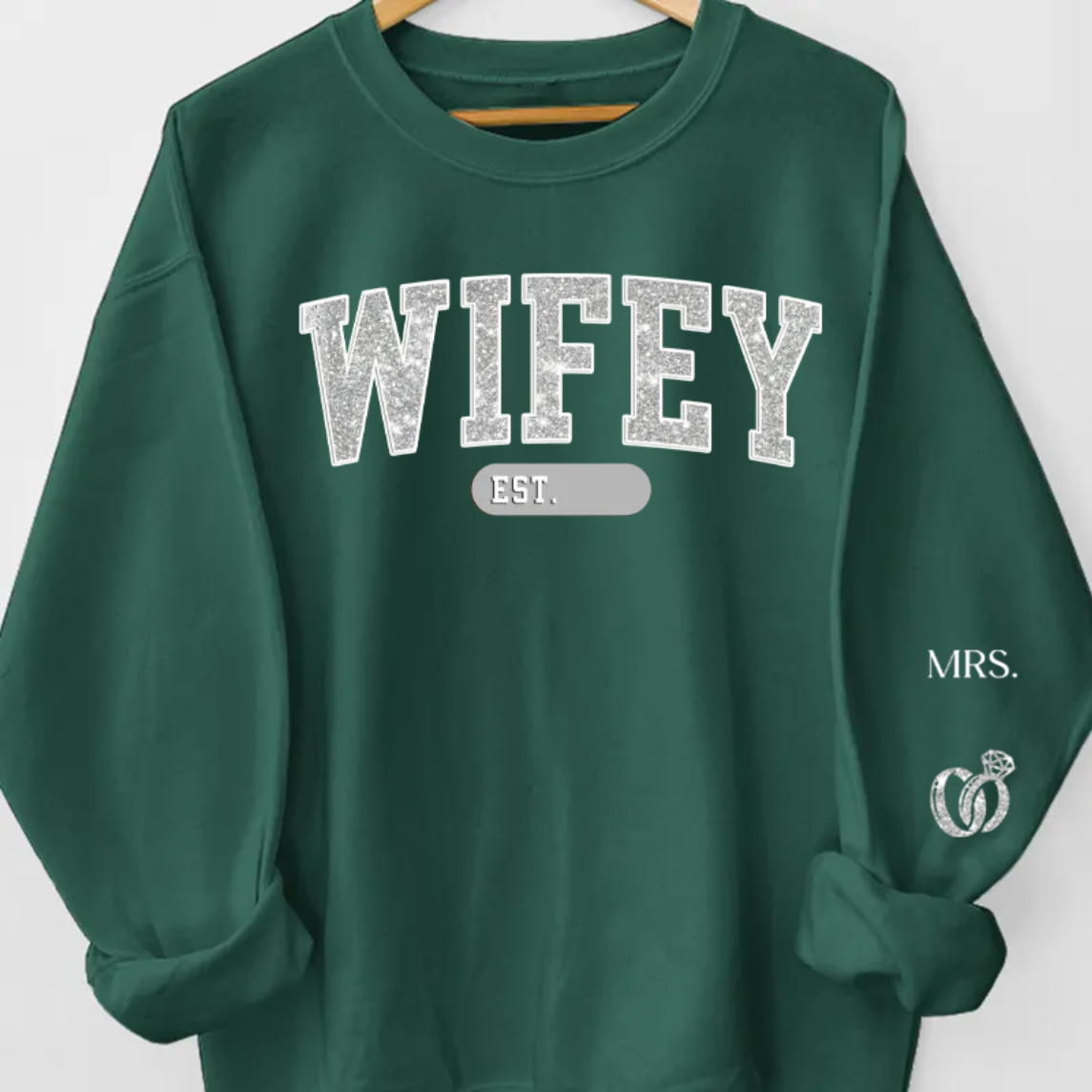 Personalized Sweatshirt With Design On Sleeve - Gift For Husband Wife, Anniversary