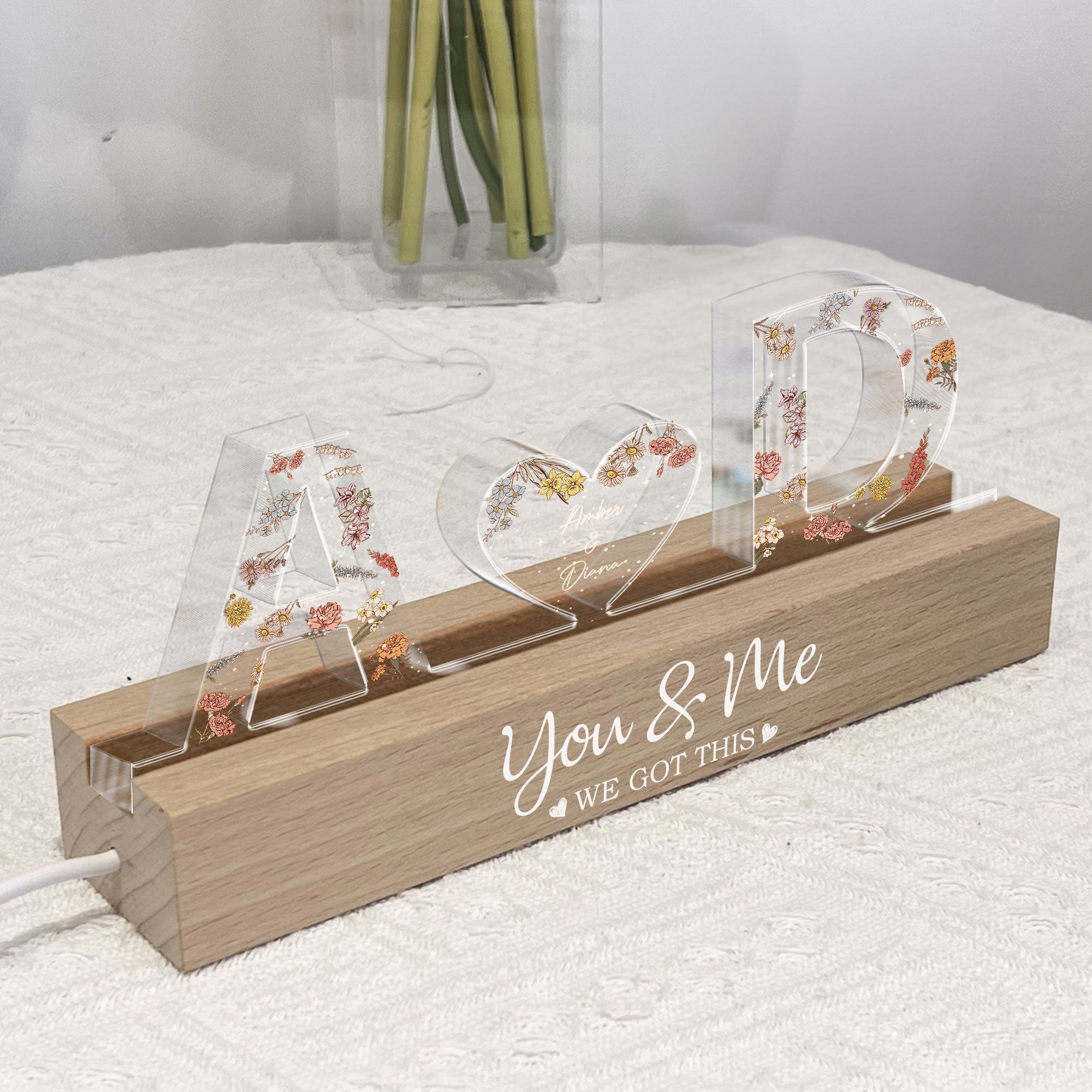 Personalized Custom Name LED Night Light - You & Me We Got This