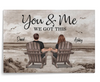 Personalized Canvas Retro Vintage Back View Couple Sitting Beach Landscape