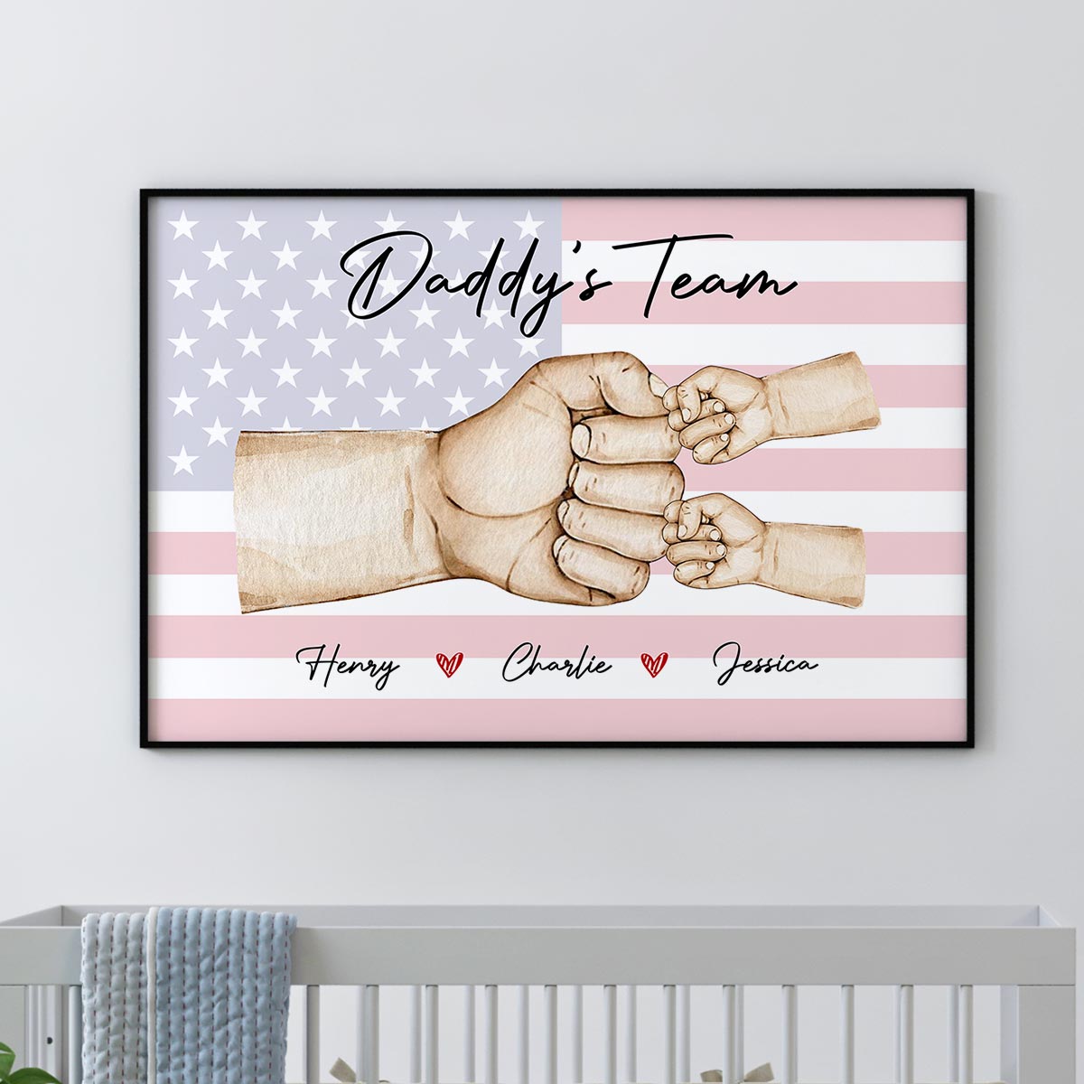 Personalized Canvas - Nation Flag Daddy‘s Team Fist Bump