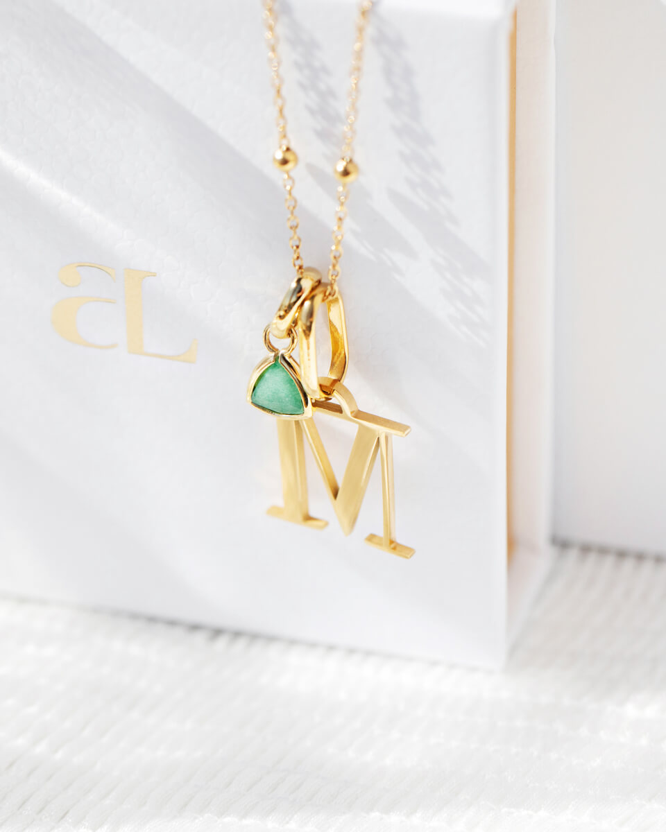 Personalised Initial & Droplet Birthstone Necklace