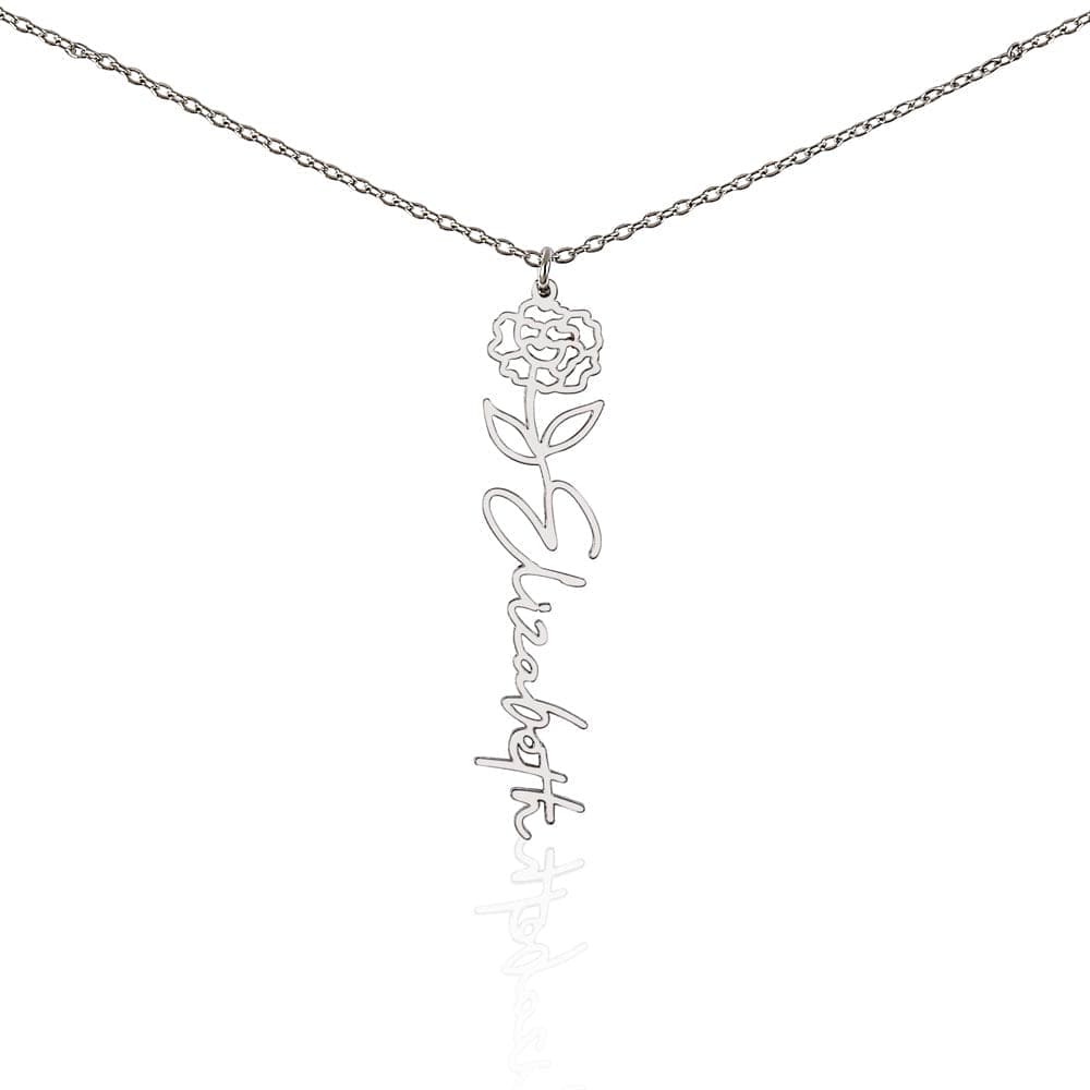 Birth Flower Name Necklace - Never Forget That I Love You