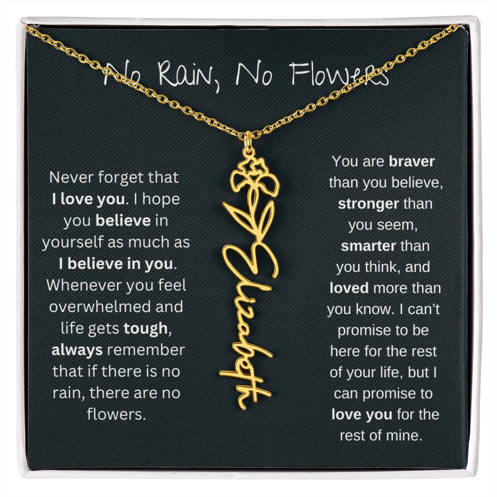 Birth Flower Name Necklace - Never Forget That I Love You