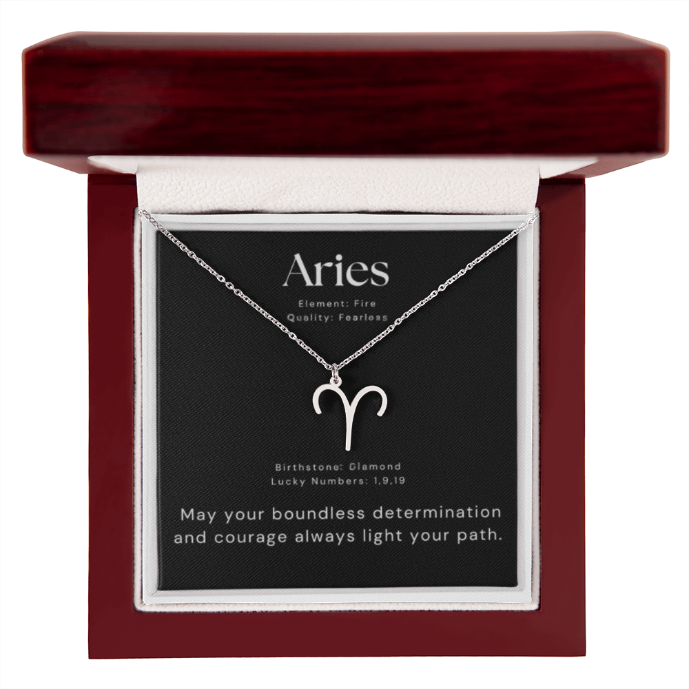 Silver Aries Zodiac Necklace