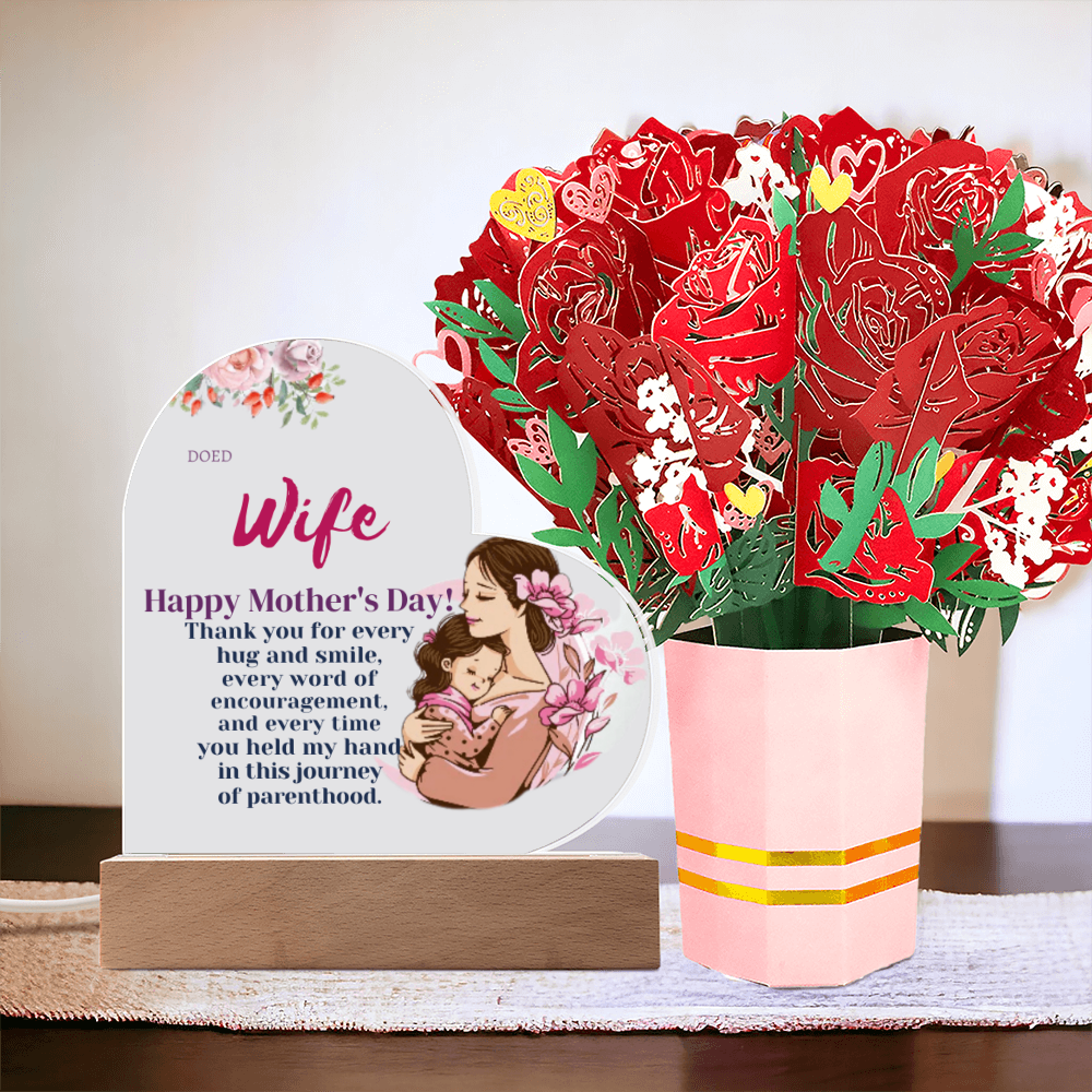 Acrylic Heart & Sweetest Devotion Flower Bouquet