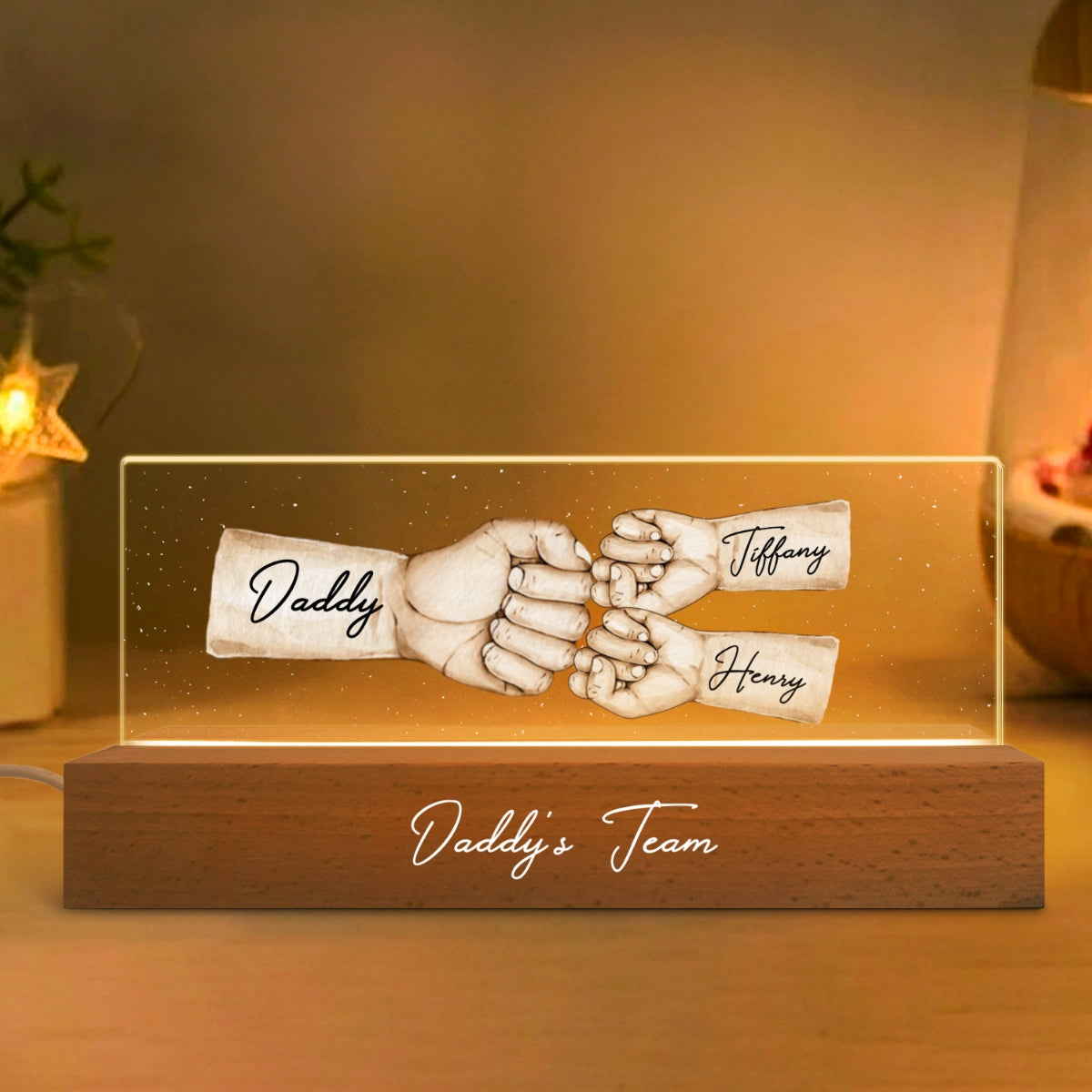 Personalized LED Night Light, Daddy's Team Fist Bump