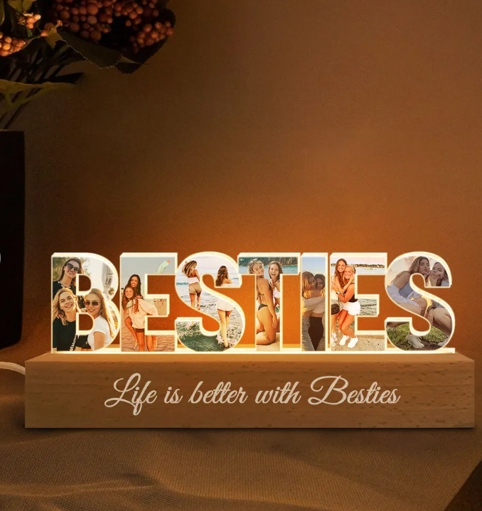 Personalized Bestie Photo Collage LED Night Light