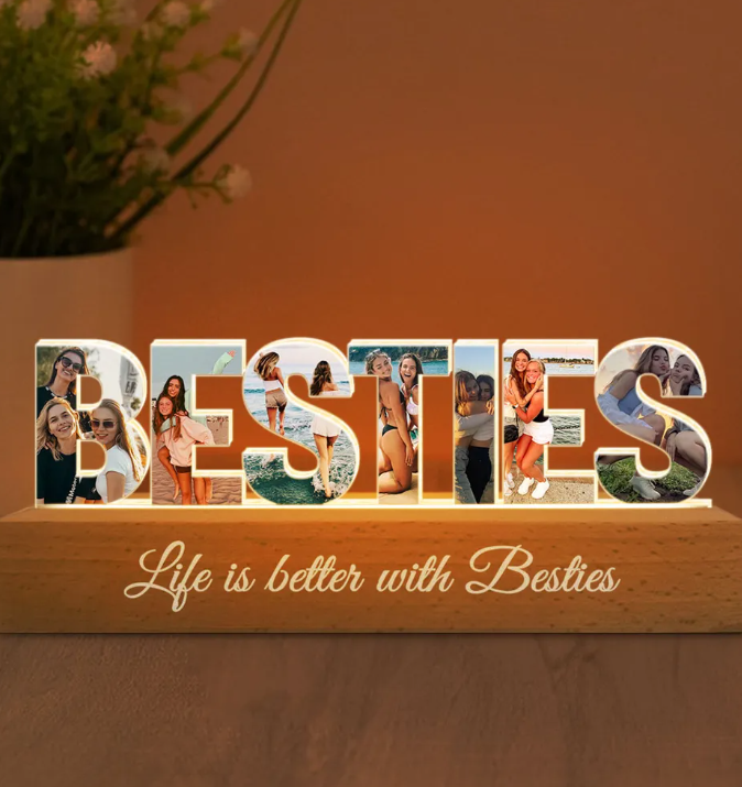 Personalized Bestie Photo Collage LED Night Light