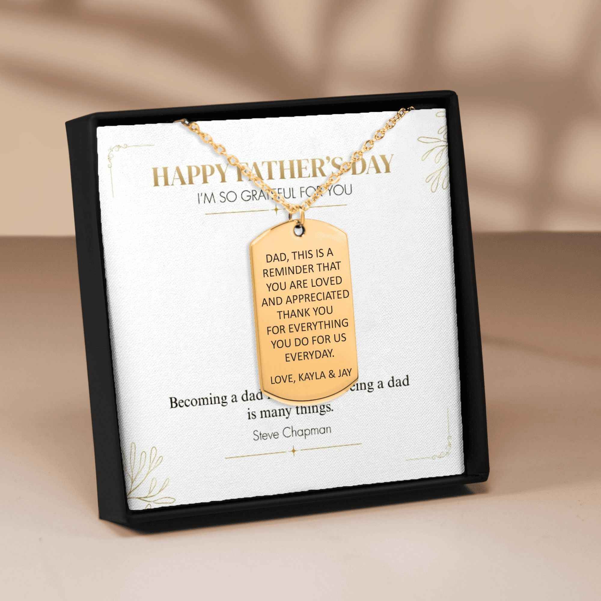 Custom Message Dad's Tag Necklace