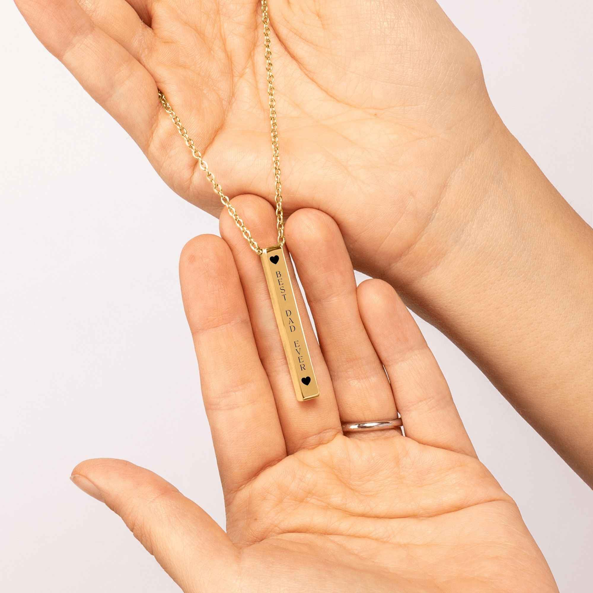 BEST DAD 3D Bar Necklace