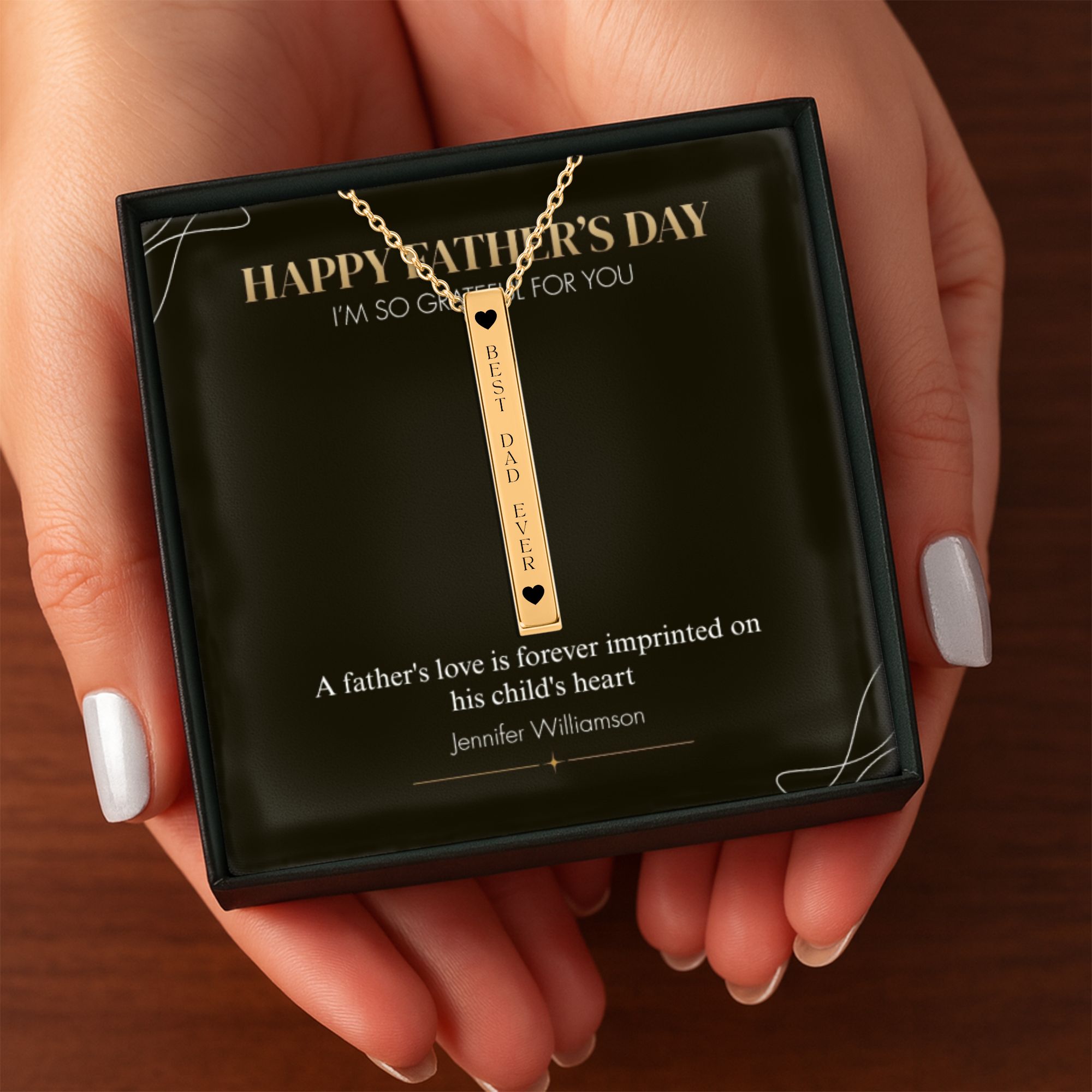 BEST DAD 3D Bar Necklace
