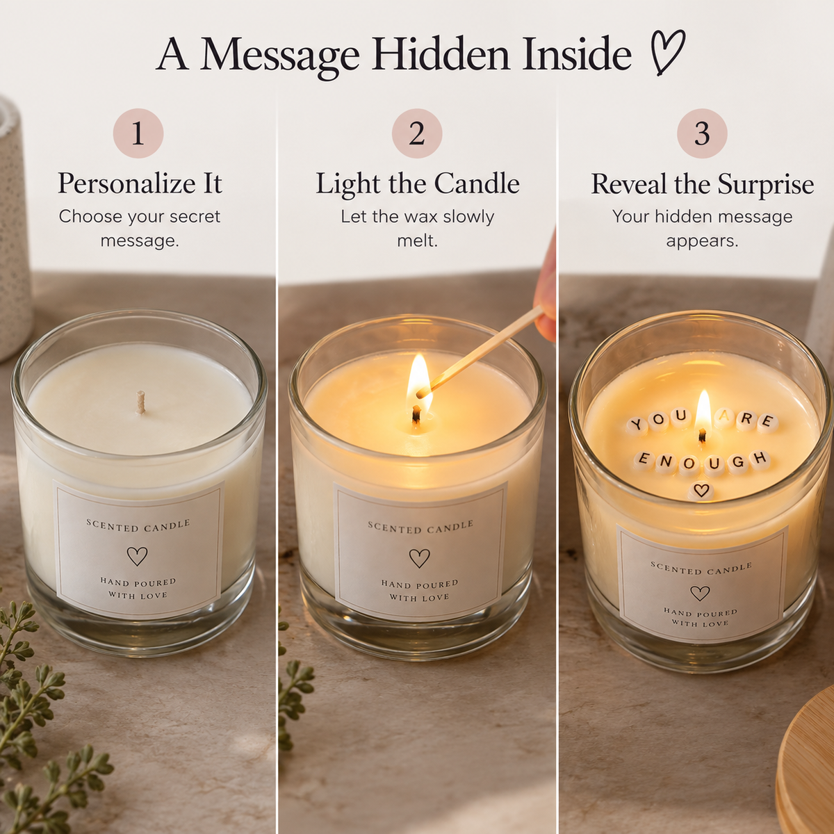 Personalized Hidden Message Candle